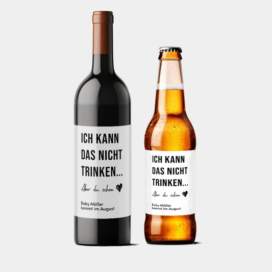 Personalisierte Wein- & Bier-Etiketten | "Baby kommt im ... " | Lustige Schwangerschafts-Ankündigung